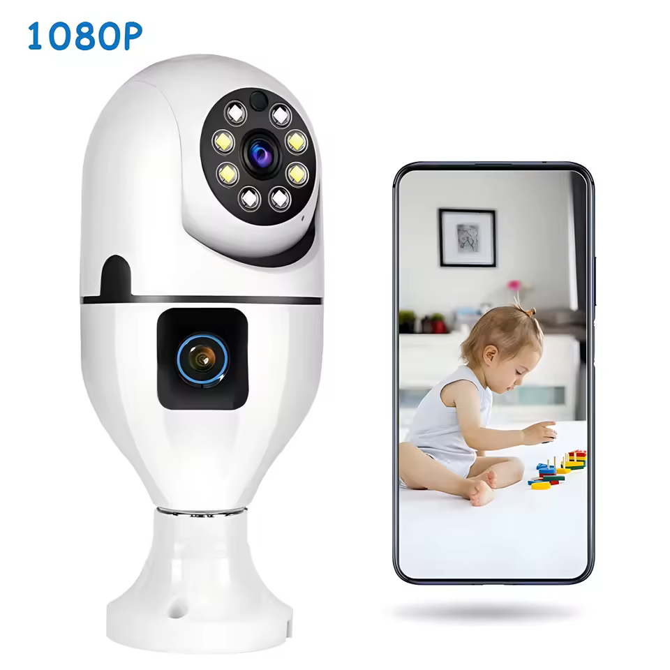 Camara Seguridad 2 Lentes Bombillo Wifi