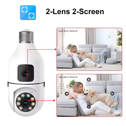 Camara Seguridad 2 Lentes Bombillo Wifi