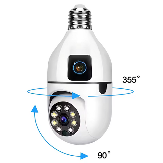 Camara Seguridad 2 Lentes Bombillo Wifi